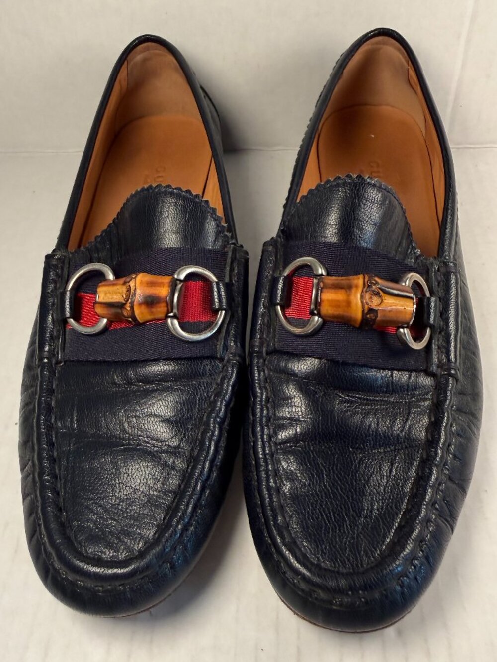 GUCCI HORSEBIT BAMBOO LOAFERS NAVY BLUE